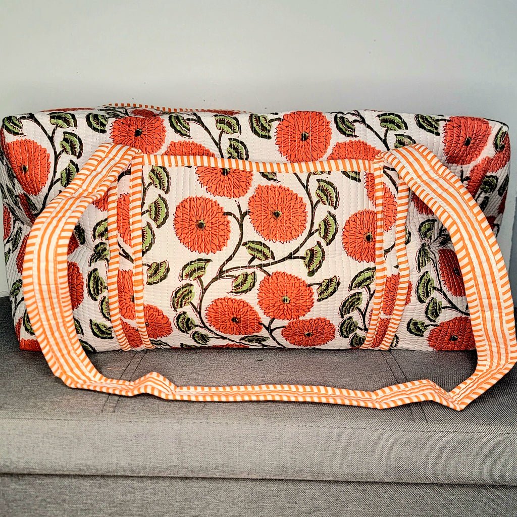 Waylon Orange Floral Duffle Bag