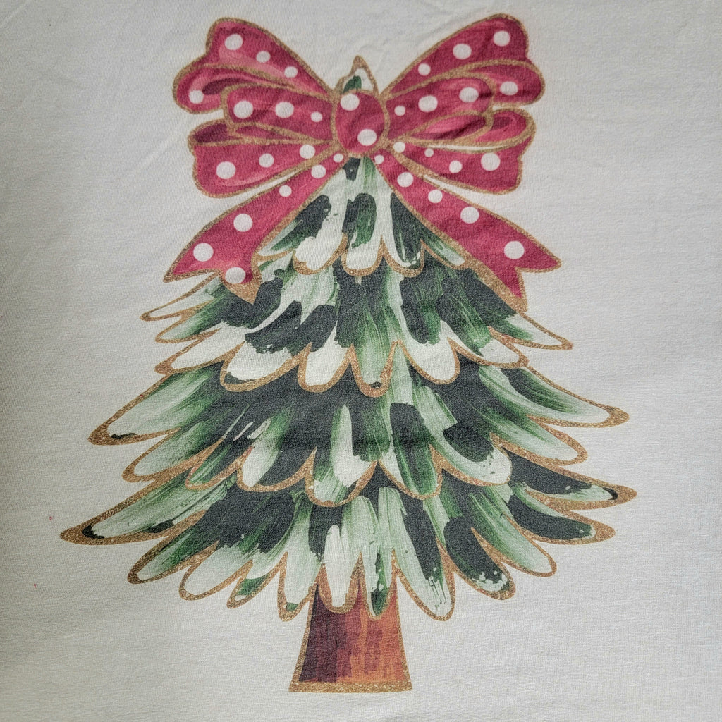 Vintage Christmas Tree Red Bow tee