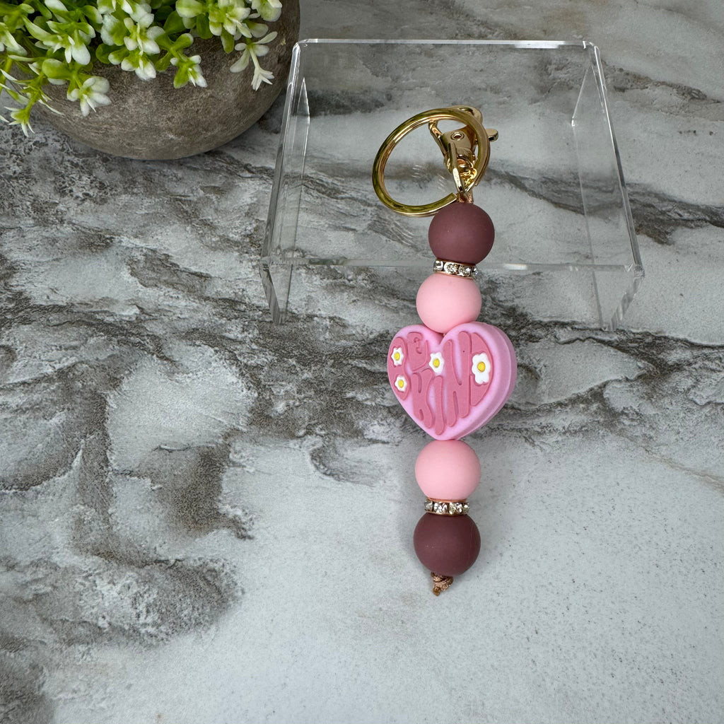 Keychain - Silicone Bead - Be Kind, Mauve