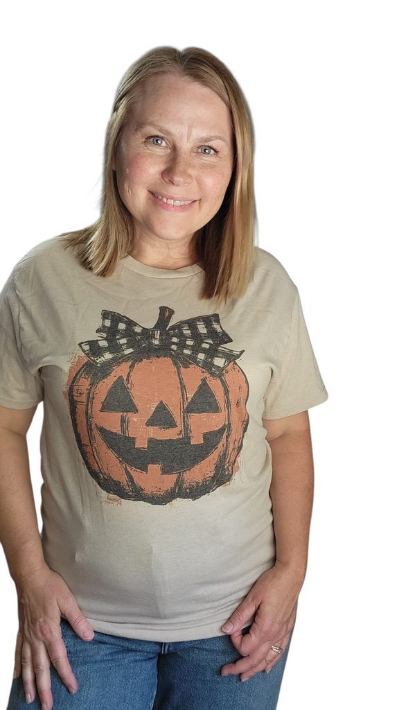 Checkered Bow Jack-o-lantern tee