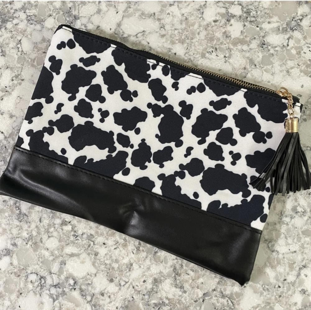 Faux Leather & Canvas Clutch